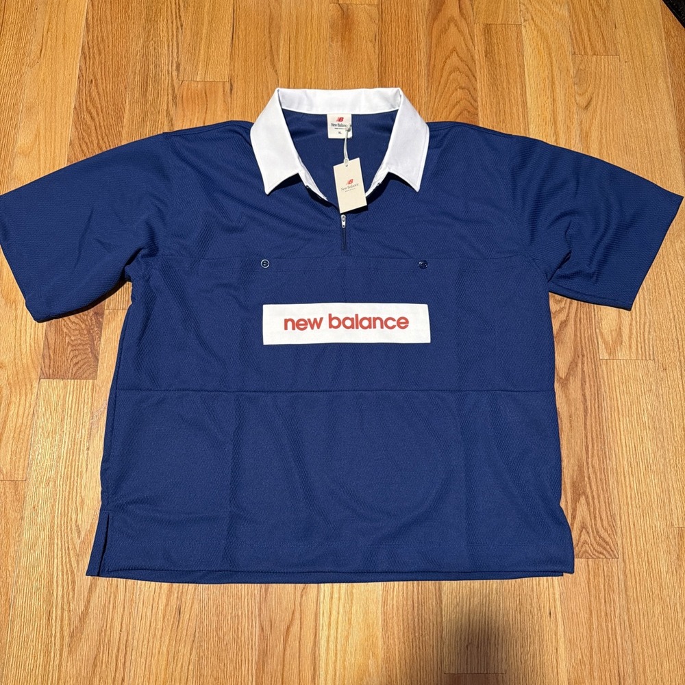 New Balance MT51540 Made in USA Mesh Polo Shirt Inkwell Blue Men Size XLarge NWT